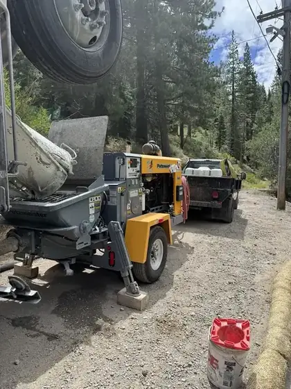 Concrete pumping equipment at a Truckee jobsite